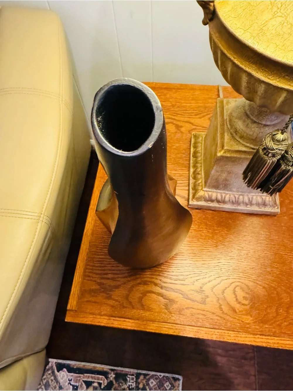 Black and Natural solid Wood Accent Vase - Modern Home Accent